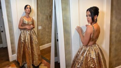 Katy Perry Goes Gold In Metallic Bralette With Long Skirt For G’day Art Gala