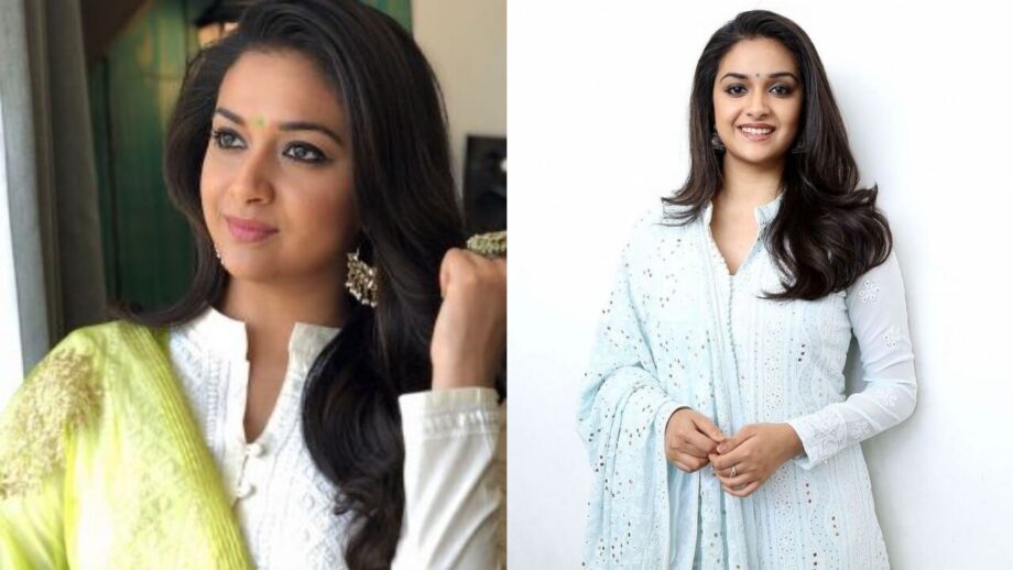 Keerthy Suresh Looks Drop-Dead Gorgeous In Chikankari Salwar Suits Like No Other; See Her Minimalistic Glam 755695