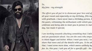 KGF star Yash wrote a letter to his fans ahead of his birthday saying, ‘I am working towards clinching something’