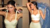 Kylie Jenner Creates Oomph Look In White Rubber Bustier Top With High-Waist Brief