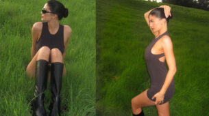 Kylie Jenner Looks Astonishing In Black Sleeveless Raw Edge Cycling Suit