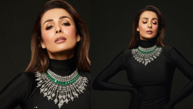 Malaika Arora glams up in handcrafted diamond emerald neckpiece