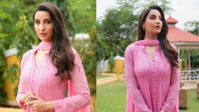 Nora Fatehi Looks Drop-Dead Gorgeous In Pink Chikankari Salwar Suit