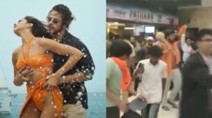 Pathaan Controversy: Deepika Padukone and Shah Rukh Khan’s Movie Poster defaced at Ahmedabad Mall, Watch