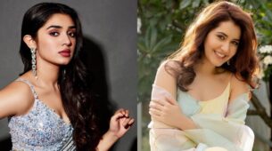 Raashii Khanna Dazzling In Colorful Cinderella Gown; Krithi Shetty Grabs Attention In Sequin Sarees