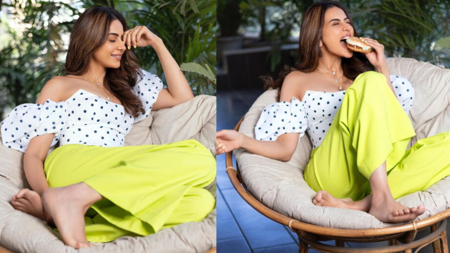 Rakul Preet Singh Relishes Burger In White Polka Dot Tube Top With Neon Pants 758650