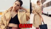 Sai Tamhankar Looks Dripping Hot In Classy Black Bralette Top And Beige Jacket