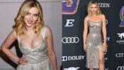 Scarlett Johansson Looks Tempting In Golden Dresses