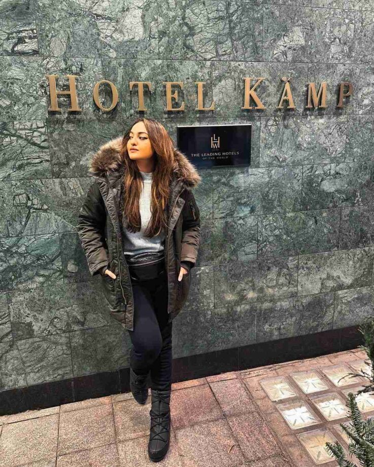 Sonakshi Sinha Looks Incredible In Winter Jacket and Black Pant In Finland 754904