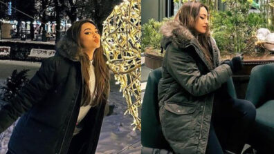 Sonakshi Sinha Looks Incredible In Winter Jacket and Black Pant In Finland