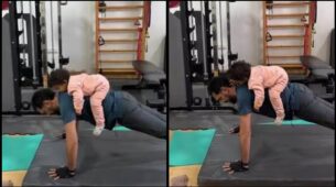Viral Video: A Man Doing Pushups With Granddaughter Is Gathering Netizens’ Attention