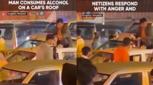 Viral Video: A Man Drinking Alcohol On The Rooftop Of A Car Grabs Attention