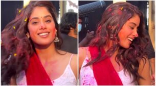 Watch: Janhvi Kapoor Shoot Holi Sequence, Made her Cheeks Red In Video Says, ‘Clearly Can’t Wait For March’