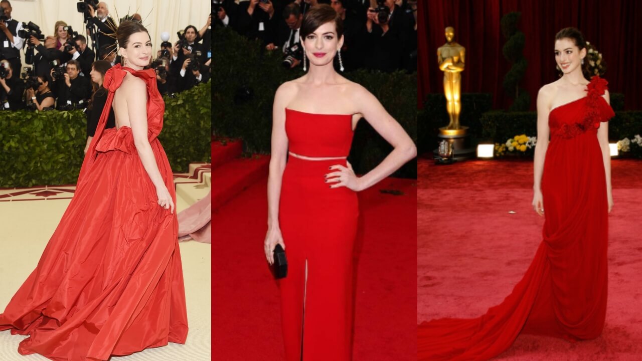 Anne Hathaway's Jaw-Dropping Looks On Red Carpet In Red Ensembles; See Pics 769268