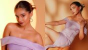 Anushka Sen stabs hearts in lavender off-shoulder bodycon dress, see viral snap