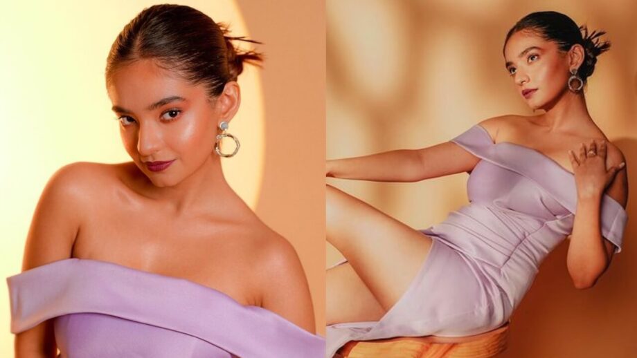 Anushka Sen stabs hearts in lavender off-shoulder bodycon dress, see viral snap 778489