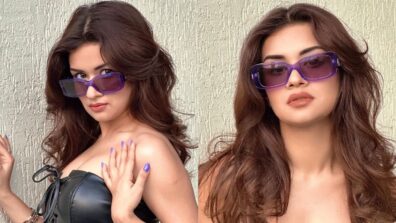 Avneet Kaur burns hearts in black latex outfit, flaunts uber cool purple sunglass swag with perfection