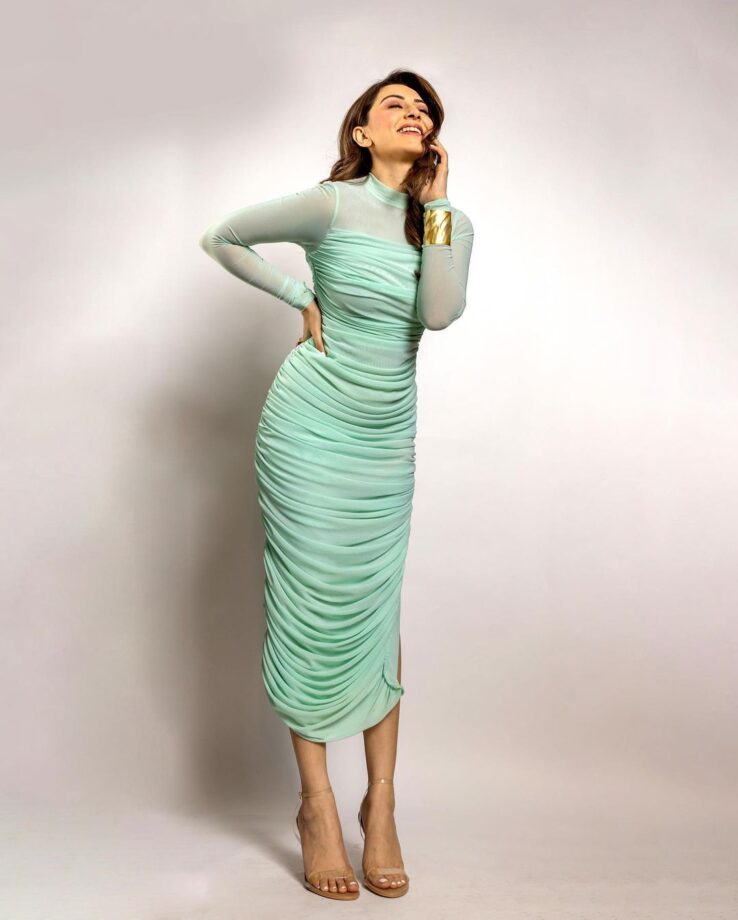 Check Out: Hansika Motwani Exudes Elegance In A Ice Mesh Side-Slit Bodycon Dress 773542