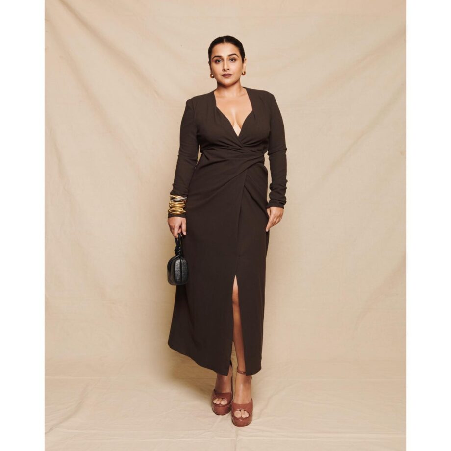 Check Out: Vidya Balan Shows Her Sartorial Power In Brown Slit Midi Dress 769085