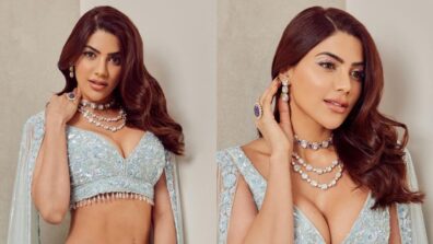 Nikki Tamboli is burning hot visual delight in deep-neck shimmery blouse and lehenga, see pics