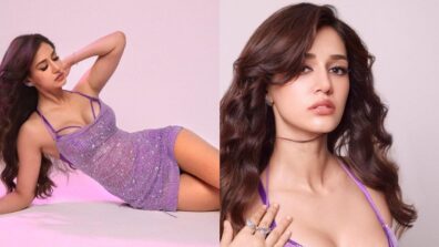 Disha Patani sizzles in lavender shimmery deep-neck midi outfit, see pics