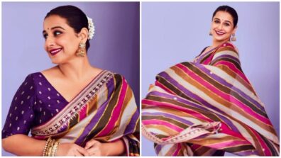 Have You Seen Vidya Balan’s Flaunting Video In Multicoloured Stripes Saree? Watch!