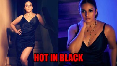 Huma Qureshi Looks Smoking Hot In Black Thigh High Slit Gown