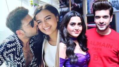 Karan Kundrra plants romantic kiss on Tejasswi Prakash’s cheeks on Valentine’s Day, see pics