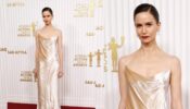 Katherine Waterston signifies vintage glam in sheer golden maxi dress at SAG Awards, see pics