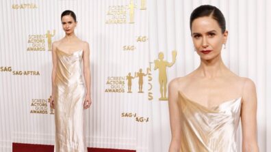 Katherine Waterston signifies vintage glam in sheer golden maxi dress at SAG Awards, see pics