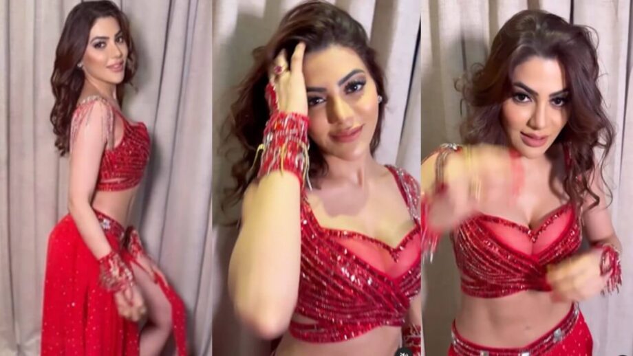 Nikki Tamboli turns fierce in red sequinned lehenga, see video 767718