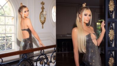 Paris Hilton Sparkles In Sequins Dress With Carter Reum At Grammy 2023 Red Carpet