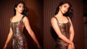 Pooja Hegde Is A Sight For Sore Eyes In Gold Metallic Corset Top And Skirt, See Pics