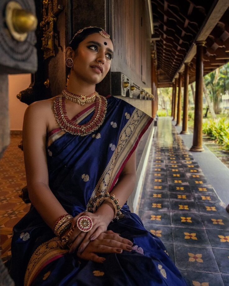 Priya Prakash Varrier looks gorgeous in a blue Kanjivaram saree, fans can’t stop praising - 0