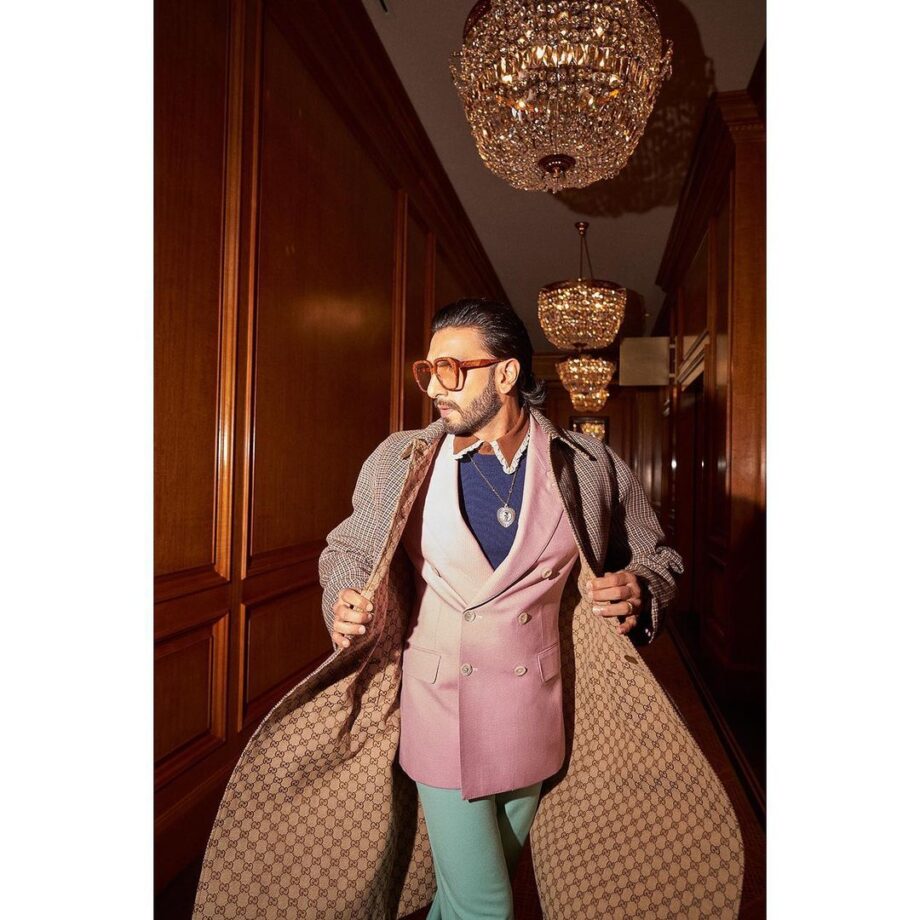 Ranveer Singh Makes A Stylish Appearance In Pink Blazer And Checkered Overcoat - 0