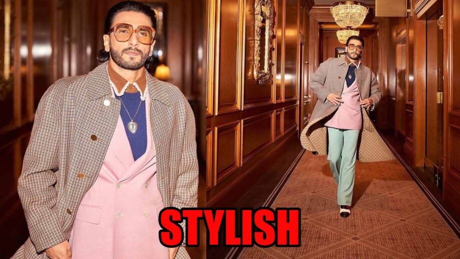 Ranveer Singh Makes A Stylish Appearance In Pink Blazer And Checkered Overcoat 774679