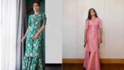 Rashmika Mandanna sported a pink silk brocade sharara outfit, while Keerthy wore a green floral one. Who do you think won the hearts, Rashmika or Keerthy?