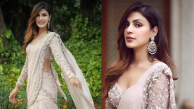 Rhea Chakraborty Treats Fans With Her Stunning Looks In Dusty Pink Saree, See Pics