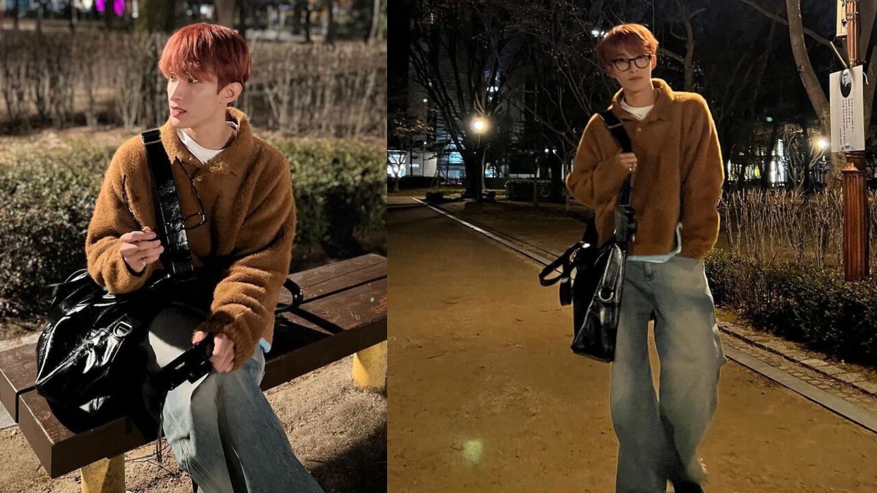 Seventeen DK Looks Chill And Laid-Back In His Casual Brown Winter Jacket With Grey Jeans 773718