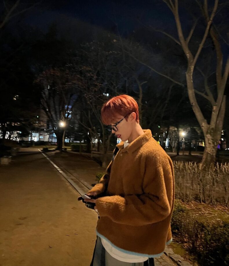 Seventeen DK Looks Chill And Laid-Back In His Casual Brown Winter Jacket With Grey Jeans 773709