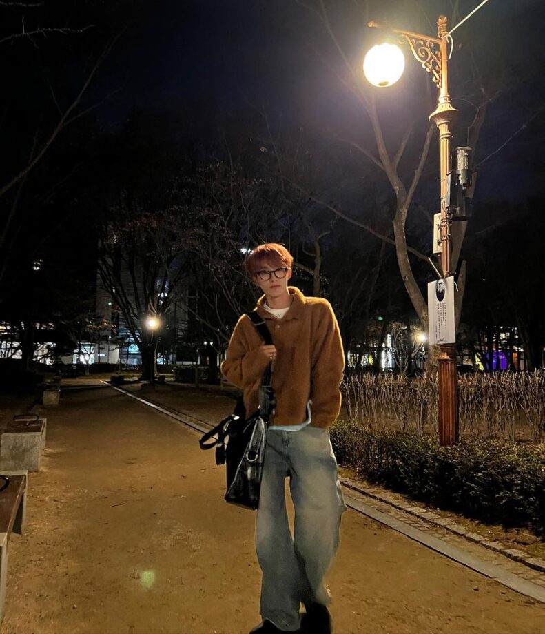 Seventeen DK Looks Chill And Laid-Back In His Casual Brown Winter Jacket With Grey Jeans 773710