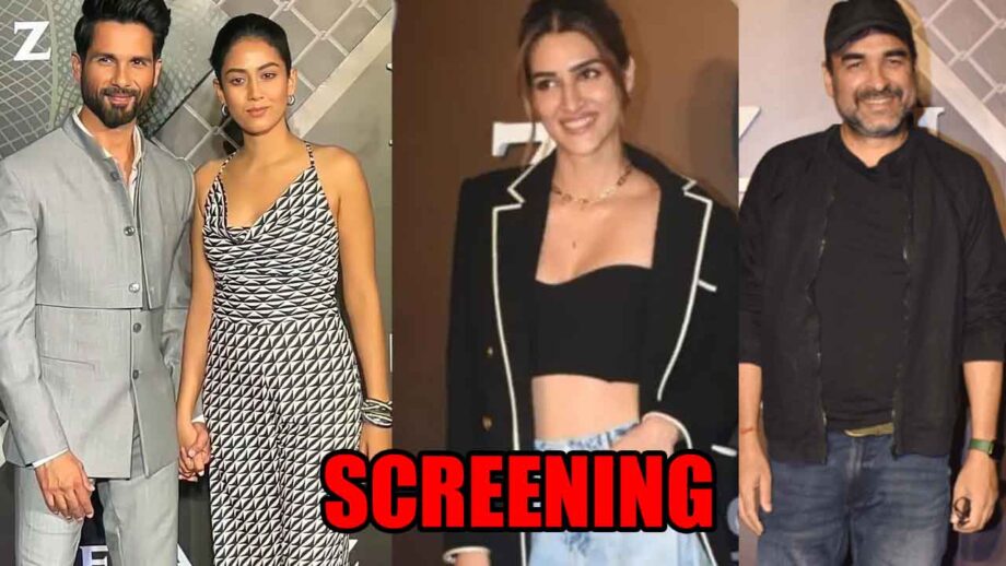 Shahid Kapoor with Mira Rajput, Ishaan Khatter, Vaani Kapoor, Kriti Sanon and other celebs attend Farzi screening 770322