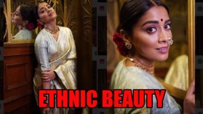 Shriya Saran Ups Ethnic Glam Game In A Beautiful White Silk Saree, See Photos