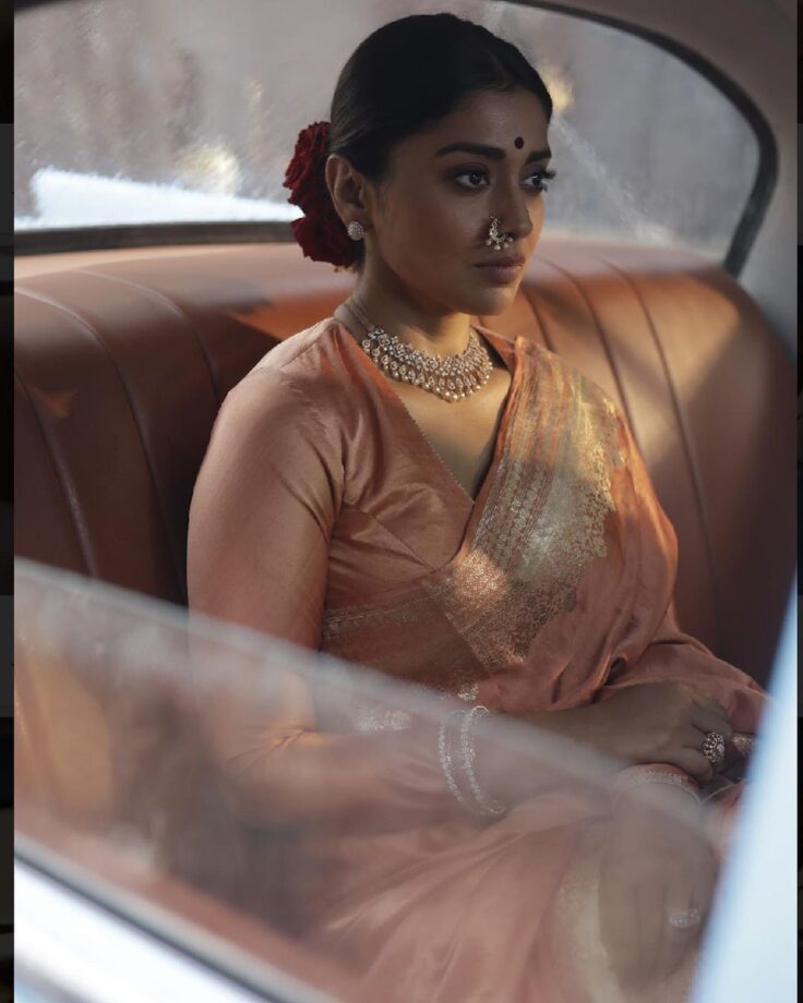 Shriya Saran Ups Glamour Quotient In Peach Coloured Saree, Fans Lovestruck 776174