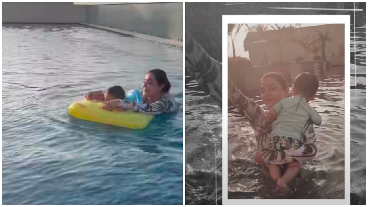 Watch: Kajal Aggarwal Having A Blast With Her Son Neil Kitchlu In Pool Says, 'My Pathaan' 766919