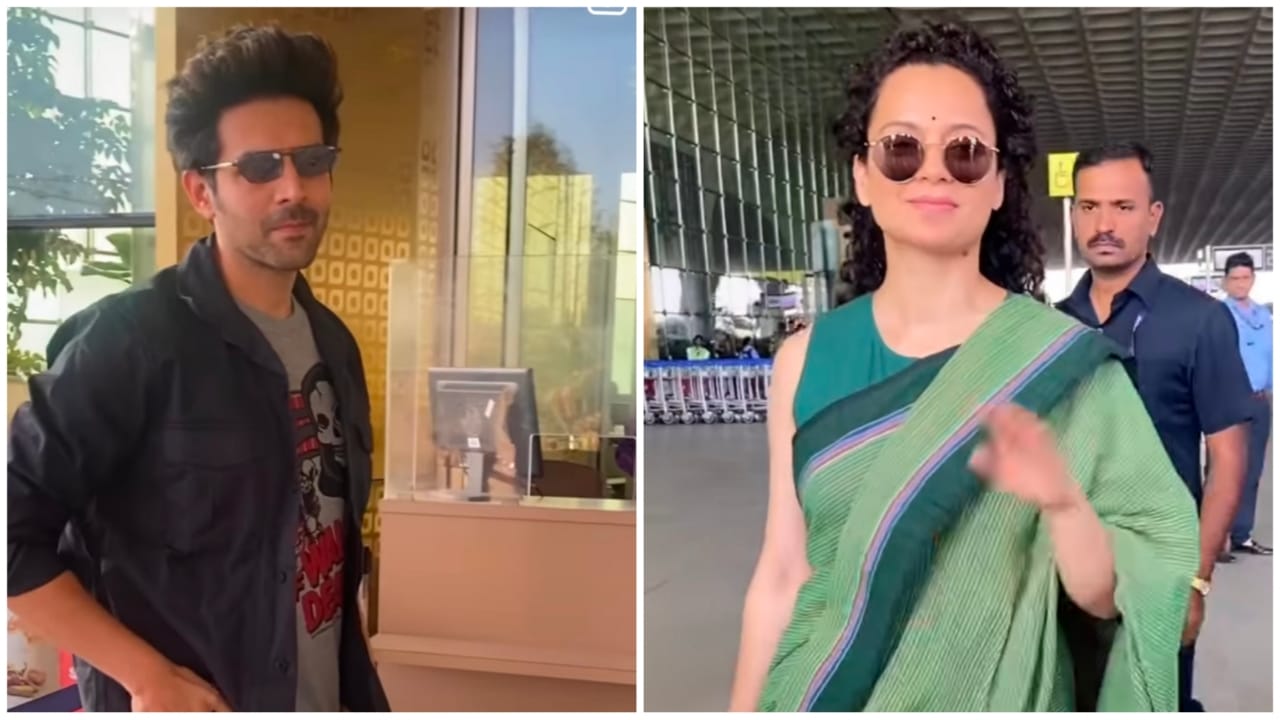 Watch: Kartik Aaryan And Kangana Ranaut Spotted At Mumbai Airport 768782