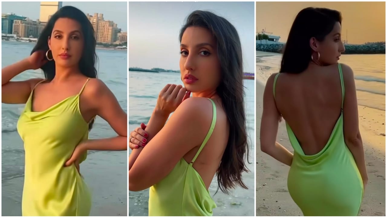 Watch: Nora Fatehi Just Made Our Day In Backless Green Satin Thigh Slit Gown 768003