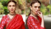 Aditi Rao Hydari exudes royalty in red embellished designer suit, see pics