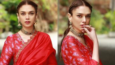 Aditi Rao Hydari exudes royalty in red embellished designer suit, see pics