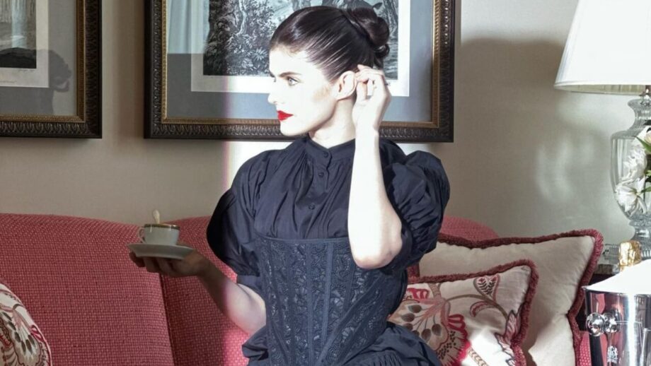 Alexandra Daddario Looks Stunning In Black Corset Midi Dress, Check Now 778673